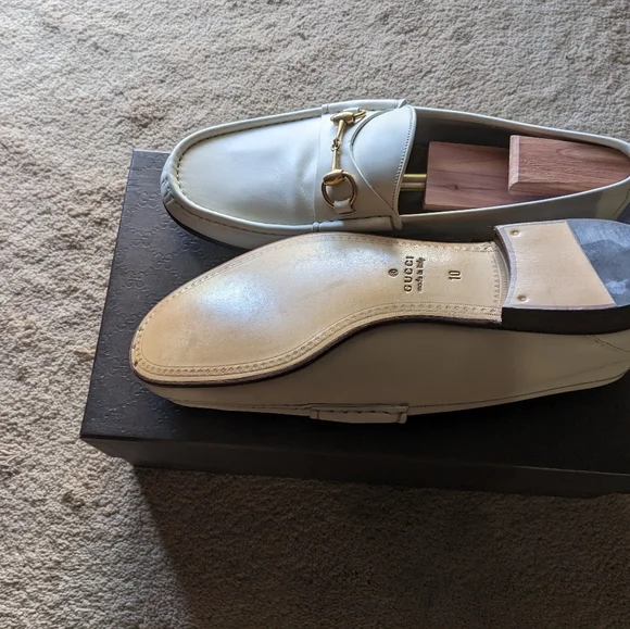 Men's Gucci White Horsebit Loafers